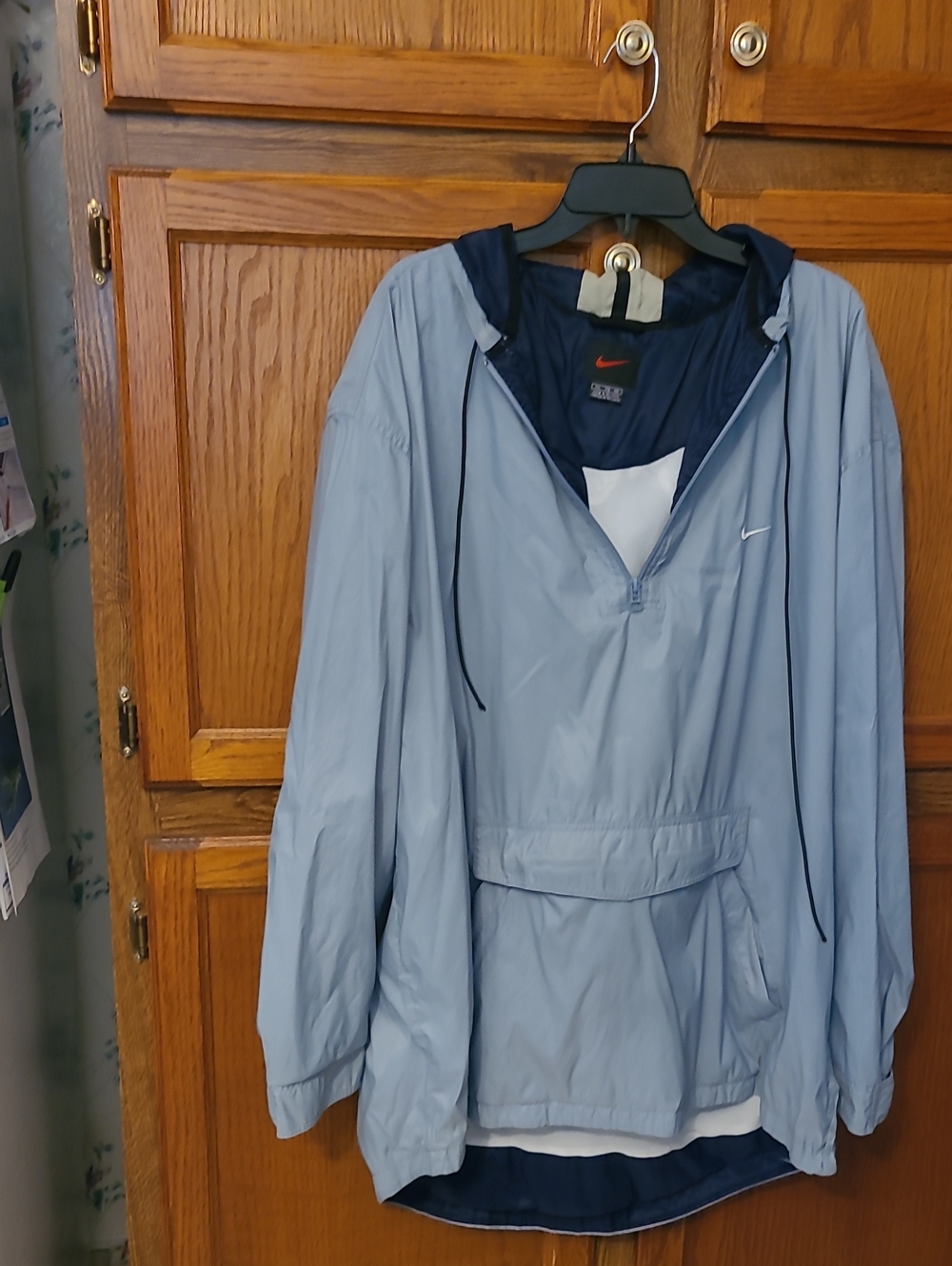 Nike Light Blue Hooded Pullover Anorak with Navy Lining